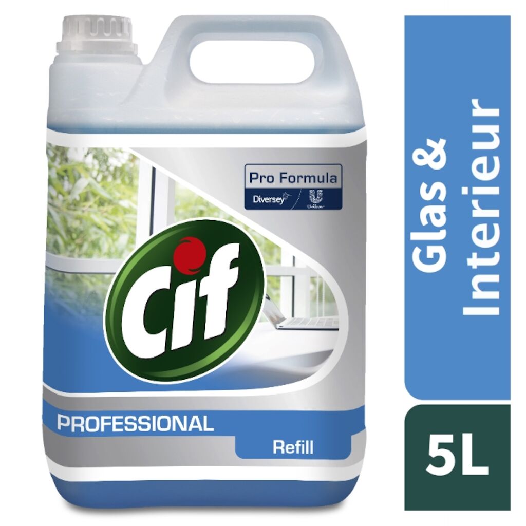 Cif Pro Formula Glas & Interieur Reiniger 2x5L - Reiniger voor glas, ramen en niet-poreuze oppervlakken.
